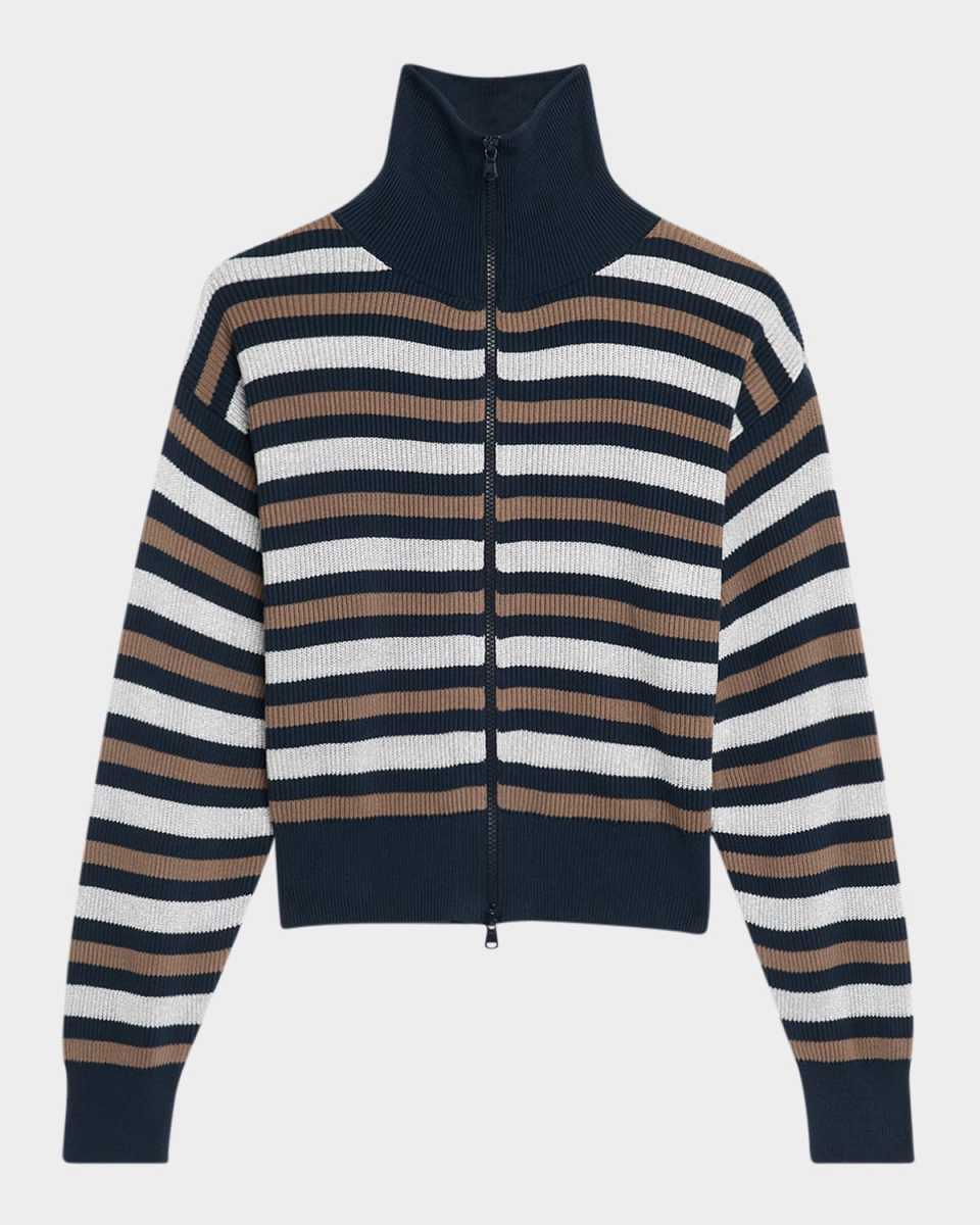 Winter Marina Stripe Knit Zip-Front Sweat